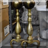D09. Brass cannonball andirons. 